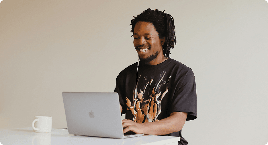 Guy using a laptop